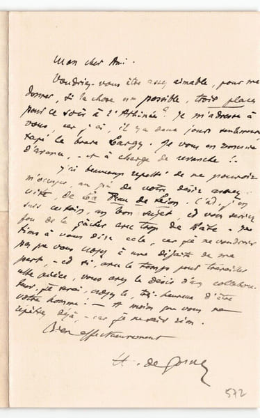 Henry de Gorsse - lettre autographe sign&eacute;e 1 page. Henry de Gorsse