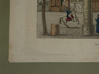 Vue d'optique - Gravure mise en couleurs à la main - Bains Chinois à Paris