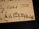Erika Von Watzdorf-Bachoff - Carte postale autographe sign&eacute;e - 20 septembre 1927. Erika Von Watzdorf-Bachoff