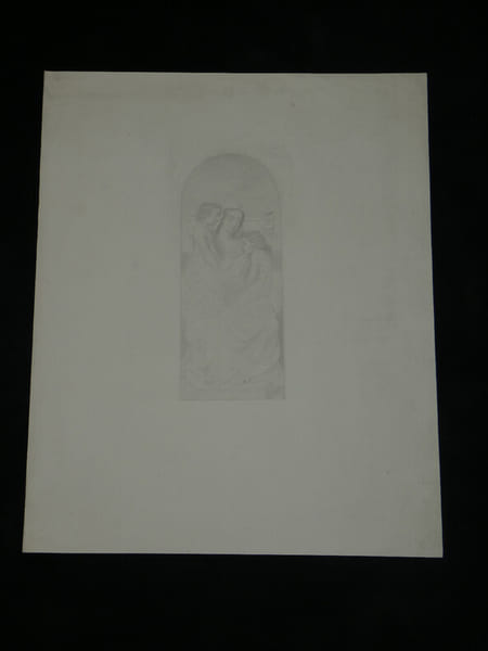 Dessin original au crayon - Repr&eacute;sentation de la Vierge Marie. Anonyme