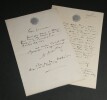 Henri MEILHAC - 2 LETTRES AUTOGRAPHES SIGN&Eacute;ES, monogrammes. Henri MEILHAC