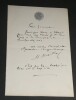 Henri MEILHAC - 2 LETTRES AUTOGRAPHES SIGN&Eacute;ES, monogrammes. Henri MEILHAC