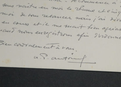 André-Paul ANTOINE - Carte lettre autographe signée - 1962