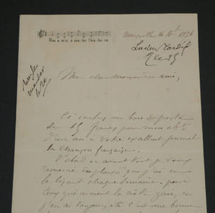 Adolphe-François-Lucien TARDIF - LETTRE AUTOGRAPHE SIGNÉE, 1876, Marseille