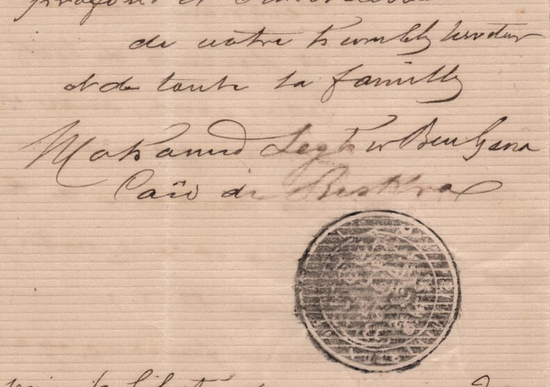 L'Agha Mohamed BENGANA Lettre autographe sign&eacute;e au Duc d'AUMALE - Biskra - 1877. Mohamed BENGANA, Agha et Ca&iuml;d de Biskra