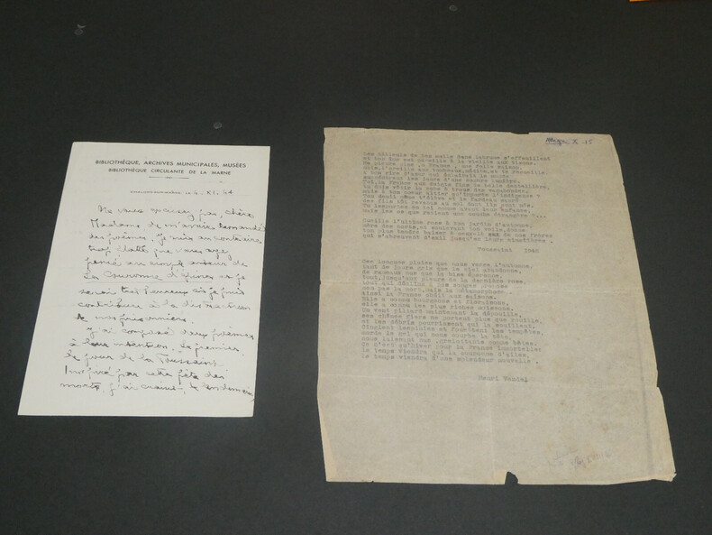 Henri VENDEL, biblioth&eacute;caire - LETTRE AUTOGRAPHE SIGN&Eacute;E et tapuscrits, 1942. Henri VENDEL