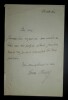 LETTRE AUTOGRAPHE SIGN&Eacute;E. Georges Claretie