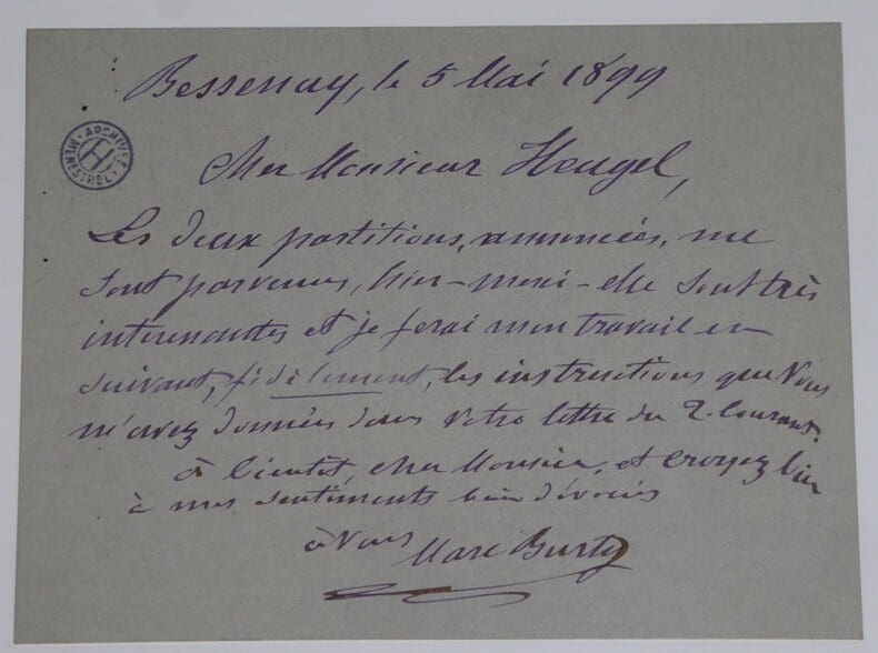 BURTY Marc - LETTRE AUTOGRAPHE SIGNEE &Agrave; Henri HEUGEL, BESSENAY, 1899. Marc Burty