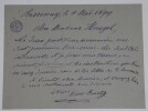 BURTY Marc - LETTRE AUTOGRAPHE SIGNEE &Agrave; Henri HEUGEL, BESSENAY, 1899. Marc Burty