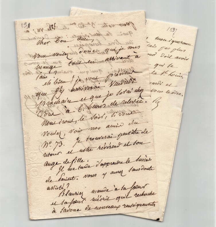 Jean-Baptiste ROQUES - 2 Lettres autographes sign&eacute;es &agrave; Artaud de Montor 1837/38. Jean-Baptiste ROQUES