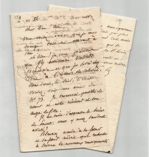 Jean-Baptiste ROQUES - 2 Lettres autographes sign&eacute;es &agrave; Artaud de Montor 1837/38. Jean-Baptiste ROQUES