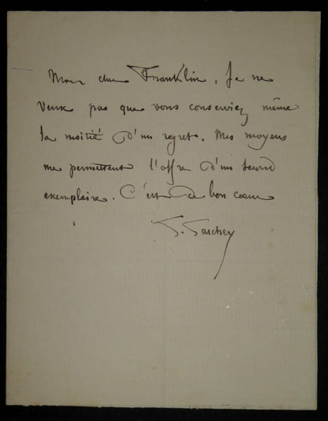 LETTRE AUTOGRAPHE SIGNEE, BIBLIOTH&Eacute;CAIRE. Lor&eacute;dan Larchey