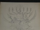 Dessin au crayon, fin XIX&egrave;me, Garret, d&eacute;corateurs, Vesoul , Symboles religieux. Famille Garret