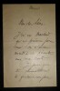 DUEZ Ernest - LETTRE AUTOGRAPHE SIGN&Eacute;E. Ernest Duez