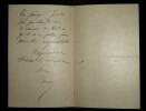 DUEZ Ernest - LETTRE AUTOGRAPHE SIGN&Eacute;E. Ernest Duez