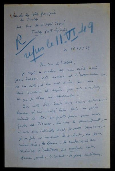 MOHRANGE Pierre - LETTRE AUTOGRAPHE SIGN&Eacute;E, CERCLE LETTRES FRAN&Ccedil;AISES TARBES 1949. Pierre Mohrange