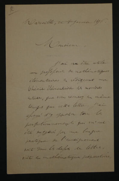 [Achille] GOULARD - LETTRE AUTOGRAPHE SIGN&Eacute;E A Charles-Ange LAISANT, 1896. Achille GOULARD