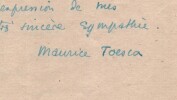 Maurice Toesca - Lettre autographe sign&eacute;e - 1946. Maurice Toesca