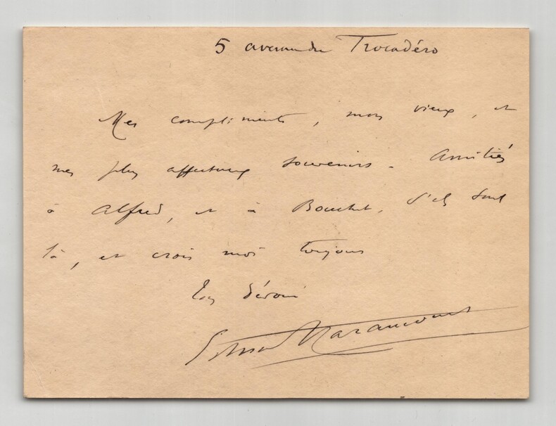 Edmond Haraucourt - Carte lettre autographe sign&eacute;e "Mes compliments". Edmond Haraucourt