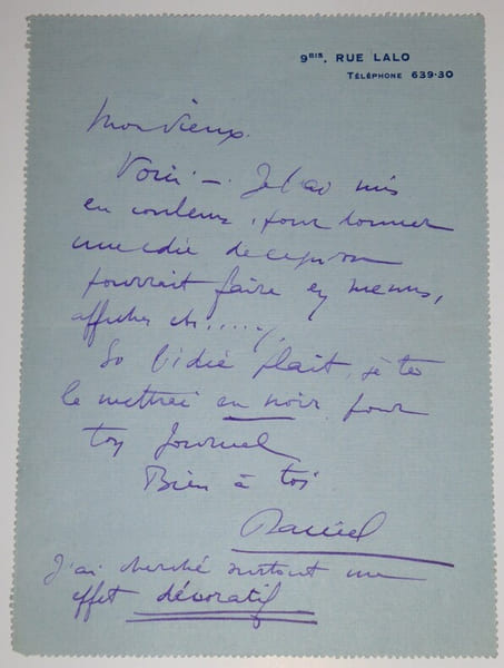 CARTE LETTRE AUTOGRAPHE SIGN&Eacute;E, &Agrave; Louis ROBIN. Daniel DE LOSQUES