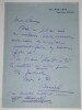 CARTE LETTRE AUTOGRAPHE SIGN&Eacute;E, &Agrave; Louis ROBIN. Daniel DE LOSQUES
