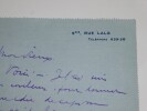 CARTE LETTRE AUTOGRAPHE SIGN&Eacute;E, &Agrave; Louis ROBIN. Daniel DE LOSQUES