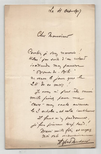 Alfred Machard - Lettre autographe sign&eacute;e - 1917. Alfred Machard