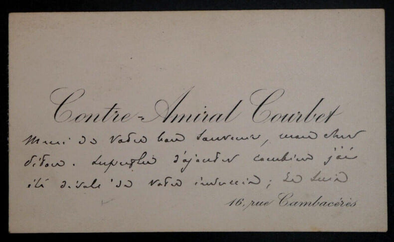 Amiral Am&eacute;d&eacute;e COURBET, Officier de marine - CARTE DE VISITE AUTOGRAPHE SIGN&Eacute;E. Am&eacute;d&eacute;e COURBET