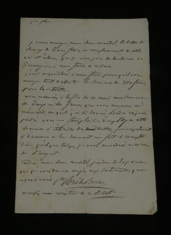 Ren&eacute; de Pierre de Bernis - Lettre autographe sign&eacute;e &agrave; "Mon cher Martel". Ren&eacute; de Pierre de Bernis