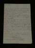 Ren&eacute; de Pierre de Bernis - Lettre autographe sign&eacute;e &agrave; "Mon cher Martel". Ren&eacute; de Pierre de Bernis