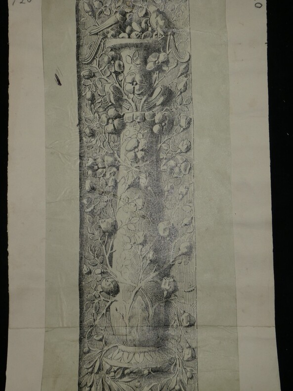 Pilastre du tombeau des Haterii – Dessin original sign&eacute;, encre, vers 1930. Louis Henri Laffill&eacute;e