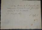 CHASLES Philar&egrave;te - Re&ccedil;u AUTOGRAPHE SIGNEE 1820. Philar&egrave;te Chasles