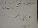 CHASLES Philar&egrave;te - Re&ccedil;u AUTOGRAPHE SIGNEE 1820. Philar&egrave;te Chasles