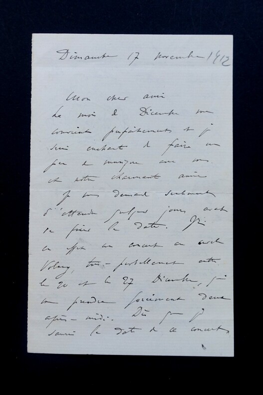 H&Uuml;E Georges - LETTRE AUTOGRAPHE SIGN&Eacute;E &Agrave; PROPOS DE CHANT. Georges H&uuml;e