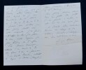 H&Uuml;E Georges - LETTRE AUTOGRAPHE SIGN&Eacute;E &Agrave; PROPOS DE CHANT. Georges H&uuml;e