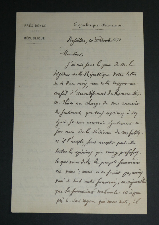 Jules BARTHELEMY-SAINT-HILAIRE - LETTRE AUTOGRAPHE SIGN&Eacute;E, 1871. Jules BARTHELEMY-SAINT-HILAIRE