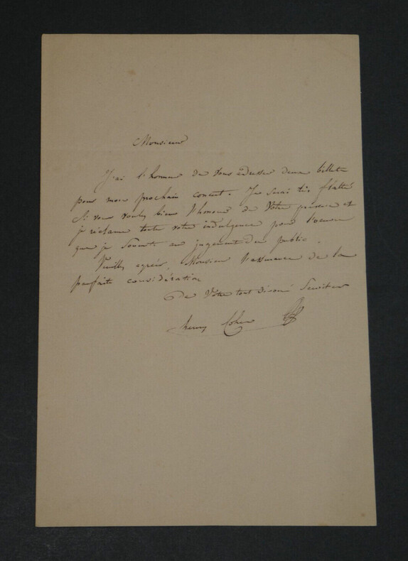 Henry Cohen - Lettre autographe sign&eacute;e - [Je r&eacute;clame toute votre indulgence]. Henry Cohen