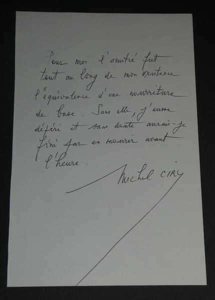Michel CIRY Citation autographe sign&eacute;e sur amiti&eacute; 1 page 1978. Michel CIRY