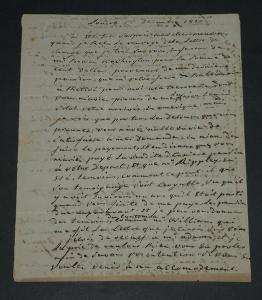 Claude Fran&ccedil;ois Beaulieu - Lettre autographe sign&eacute;e - Dette & pension USA - 1820. Claude Fran&ccedil;ois Beaulieu