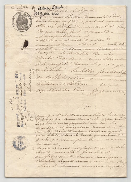 Pouvoir manuscrit sign&eacute; par Adrien Paul – Collection 24 auteurs & musiciens. Adrien Paul