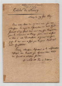 Antoine Eustache d'Osmond, évêque de Nancy. Rare lettre autographe signée, 1807