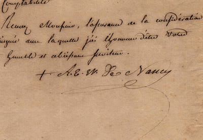 Antoine Eustache d'Osmond, évêque de Nancy. Rare lettre autographe signée, 1807