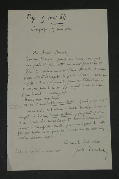 Jules TROUBAT - LETTRE AUTOGRAPHE SIGN&Eacute;E &Agrave; Emile AUCANTE, 1884. Jules TROUBAT