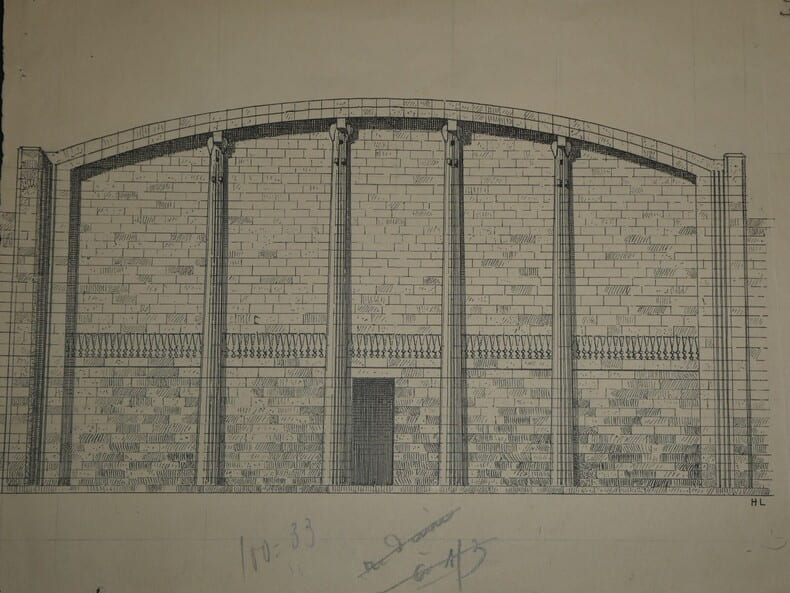 Dessin original sign&eacute; - Tombe de la princesse Hotep-Her-Nebti (n&eacute;cropole de Saqqarah). Louis Henri Laffill&eacute;e
