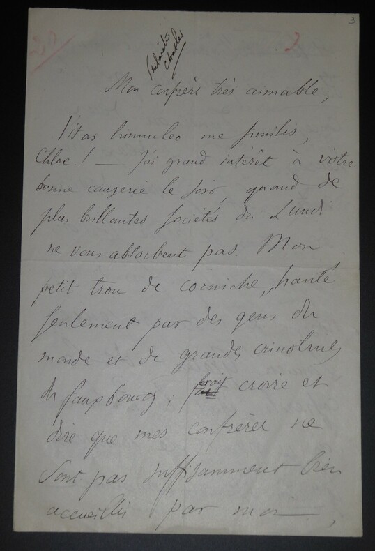 CHASLES Philar&egrave;te - LETTRE AUTOGRAPHE SIGNEE 1861. Philar&egrave;te Chasles