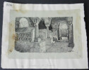 Crypte &eacute;glise de Jouarre (S.-et-M.) VI&egrave;me - Dessin original sign&eacute; &agrave; l'encre vers 1930. Louis Henri Laffill&eacute;e