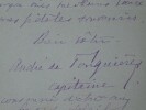 Andr&eacute; de FOUQUI&Egrave;RES - Lettre Autographe sign&eacute;e - "retour de front", Paris. Andr&eacute; de FOUQUI&Egrave;RES