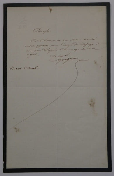 Bernard Pierre MAGNAN, Mar&eacute;chal de France - LETTRE AUTOGRAPHE SIGN&Eacute;E. Bernard Pierre MAGNAN