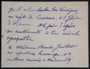 Hippolyte L&eacute;ty - Carte de visite autographe de remerciements &agrave; Charles Jaillet. Hippolyte L&eacute;ty