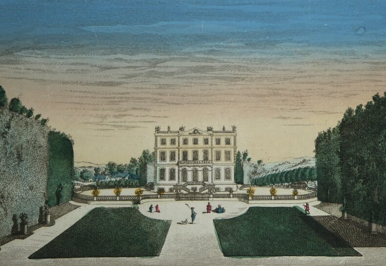 Vue d'optique - Seconde vue du Chateau du Marquisat de Villette &agrave; douze lieux de Paris, en Picardie. VERGNAUX (Vignaux, graveur)